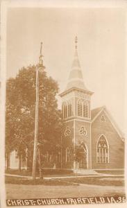 Iowa Ia Postcard Real Photo RPPC c1912 FAIRFIELD Christ Church