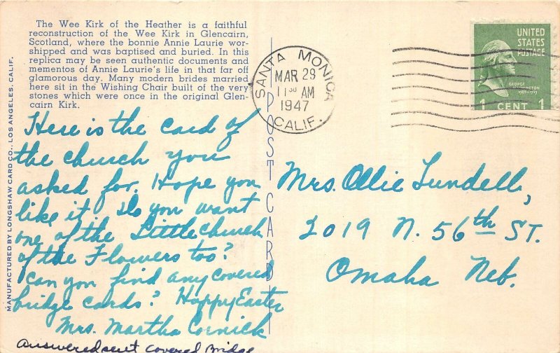 Lot112 usa california the wee kirk of the heather glendale