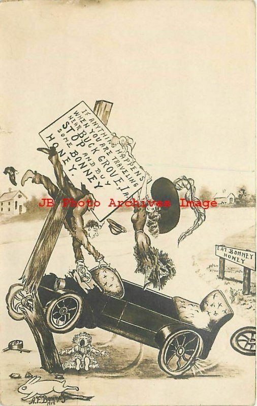 Advertising Postcard, RPPC, Bonney Honey, Buck Grove Iowa, 1913 PM, Photo