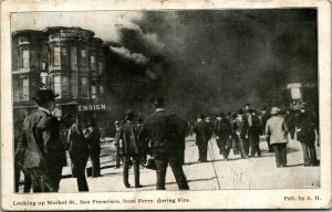 Looking Up Market St.San Francisco CA During 1906 Fire UDB Postcard C14
