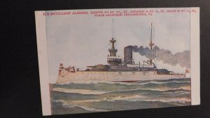 Mint Navy Postcard US Battleship Alabama Launched Philadelphia PA America