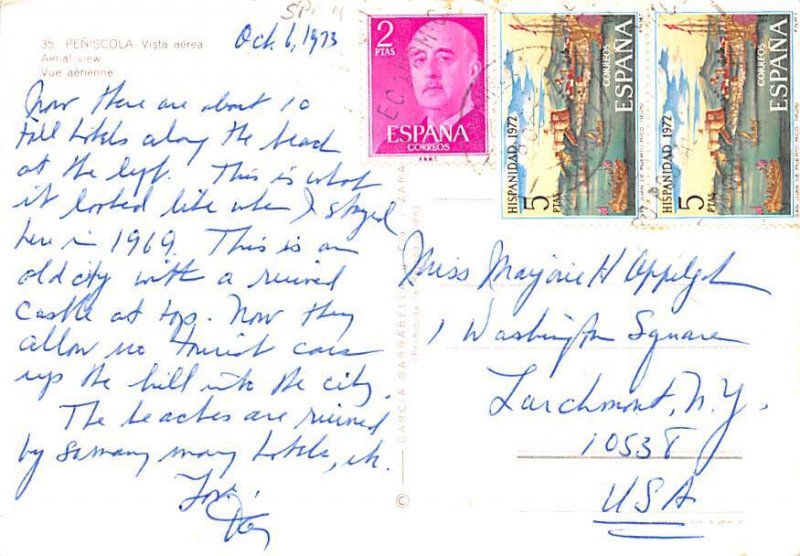 Aerial View Peniscola Spain 1973 