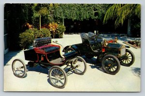 1901 Curved Dash Runabout & 1905 French-style Roadster Vintage Postcard 0750