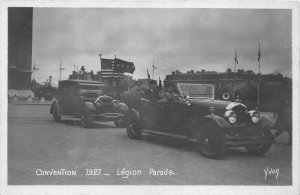 American Legion Parade 1927 RPPC Real Photo Postcard Parade Cars in Paris France