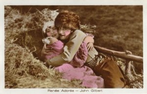 Renee Adoree & John Gilbert Film Tinted Real Photo Postcard