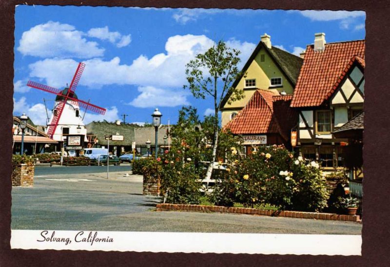 CA Windmill Wind Mill Danish Village Solvang California Postcard