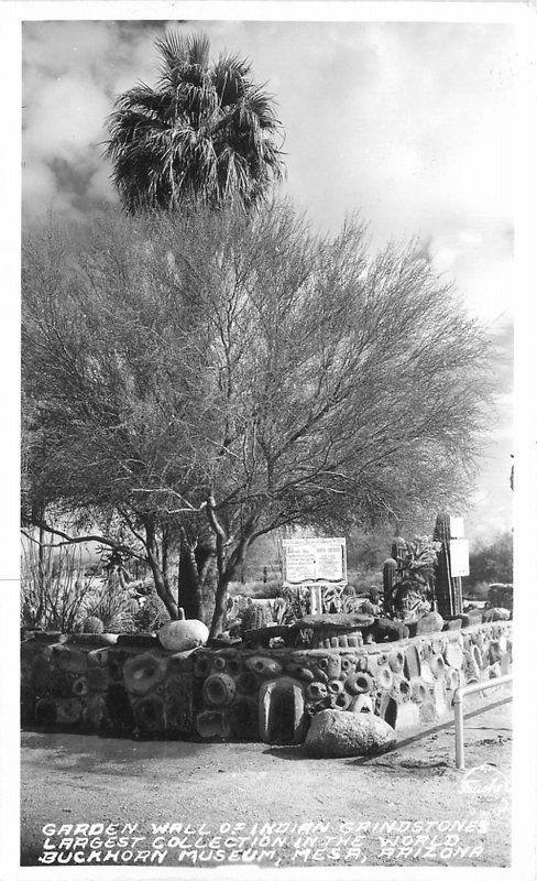 Buckhorn 1940s Garden Wall Indian Grindstone RPPC Mesa Arizona 1841 Frasher