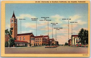 VINTAGE POSTCARD CAMPUS BUILDINGS AT THE UNIVERSITY OF SOUTHERN CALIFORNIA (L.A)