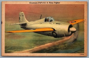 Postcard c1940s Grumman F4F-3 U.S. Navy Fighter Pratt & Whitney Motor