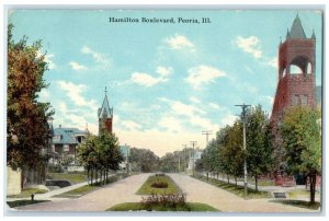 c1911 Hamilton Boulevard Exterior Building Peoria Illinois IL Vintage Postcard