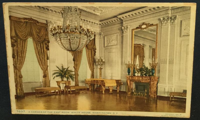 Postcard Unused 7697-A Corner of the East Room White House Washington DC LB