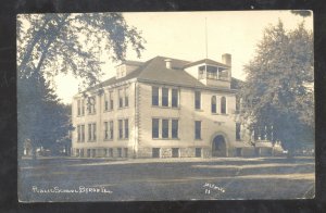 RPPC BYRON ILLINOIS PUBLIC SCHOOL BUILDING VINTAGE REAL PHOTO POSTCARD 1913