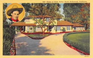 North Hollywood California 1940s Postcard Home of Gene Autry Cowboy Singer Actor