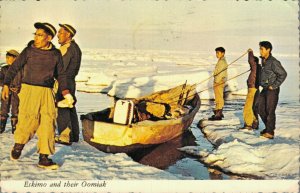 USA Arctic Alaska Eskimo Oomiak Umiak Vintage Postcard BS.12