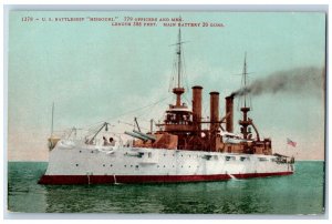 US Battleship Missouri Postcard 779 Officers And Men Main Battery 20 Guns c1910s