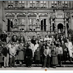 c1940s Heidelberg, Germany RPPC Castle Greetings Tourist Military Soldiers A163