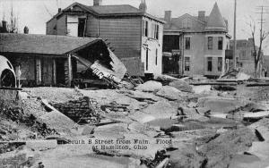 Hamilton Ohio South B Street Scene Flood Scene Antique Postcard K76631