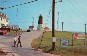 POINT JUDITH LIGHTHOUSE Coast Guard Station Rhode Island c1960s Vintage Postcard