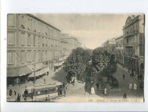 287057 TUNIS France street TRAM ADVERTISING Vintage postcard