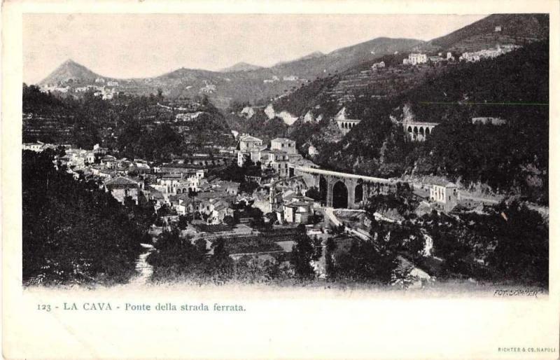 La Cava Italy Scenic View Railway Bridge Antique Postcard J53904