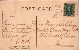 Postcard The Angler's Chosen Spot Buffalo Creek Lewisburg PA 1907