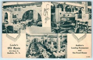 BUFFALO, New York NY ~ Roadside LAUBE'S OLD SPAIN Restaurant 1939   Postcard