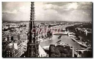 Paris Old Postcard Panoramic View from Notre Dame