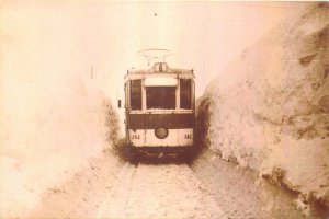 Postcard Transport history Romania Bucharest Tramvai iarna 1954 zapada linie