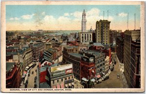 Postcard MA Boston - General View of City and Harbor - Coke