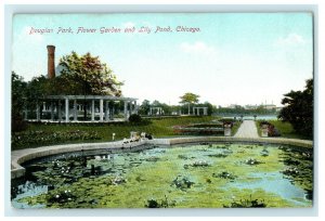 1911 Douglas Park, Flower Garden and Lily Pond Chicago, Illinois IL Postcard 