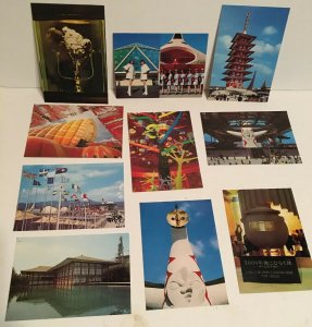 Lot Of 10 Ten 1970 Japan Expo Postcards Oversized Tower Tree Pavilions Hostesses