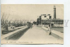 460836 1914 year Egypt Port Said Lighthouse ships Vintage RPPC to England 