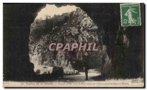 Old Postcard Vallee Sioul hollow Tunnel in the Rock Road Chateauneuf les Bain...