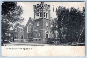 1910 ROCKFORD ILLINOIS FIRST PRESBYTERIAN CHURCH BUILDING POSTCARD*HAS CREASE*