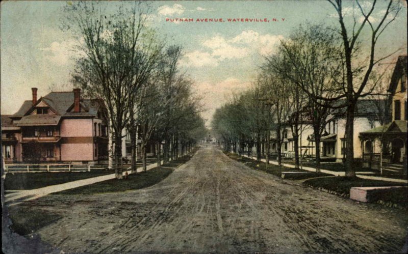 Waterville New York NY Putnam Avenue Street Scene c1910 Vintage Postcard