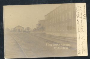 RPPC PENNSBURG PENNSYLVANIA PERKIOMEN RAILROAD DEPOT REAL PHOTO POSTCARD