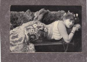 PRETTY WOMAN REAL PHOTO RPPC MODEL COSTUME FLOWERS flapper MERMAID  Postcard