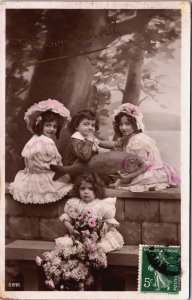 Victorian Boy And Girls Vintage RPPC C050