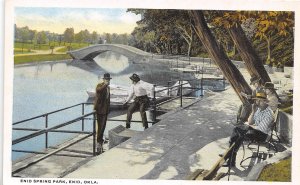 Men Boat Landing Enid Spring Park Oklahoma 1920s postcard