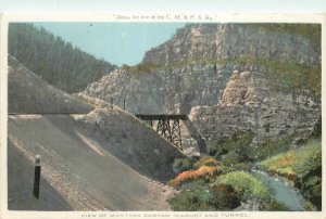 Postcard Montana View of Canyon Viaduct Tunnel Inter State News 23-8964