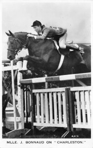 Horse Riding Mlle. J. Bonnaud on Charleston Real Photo Vintage Postcard AA61256