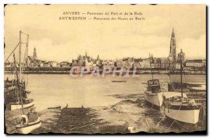 Old Postcard Panorama Antwerp Port and the Bay Ferries