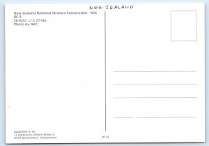 New Zealand National Airways Corporation DC-3 Plane 4x6 Postcard