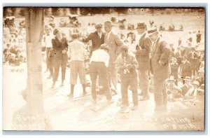 1913 Banana Eating Contest Harvest Festival Hart MI RPPC Photo Postcard