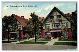 1916 Stratford Arms Exterior Roadside Grand Rapids Michigan MI Posted Postcard