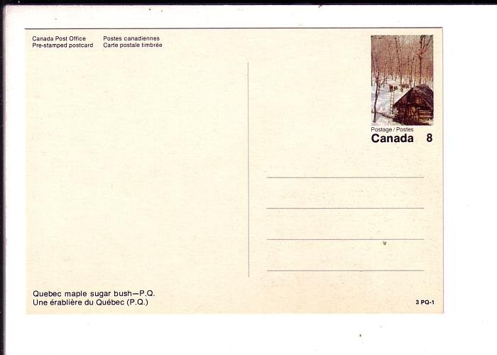 Maple Sugar Bush, Horses, Cabin, Quebec, Canada Post Prestamped Matching