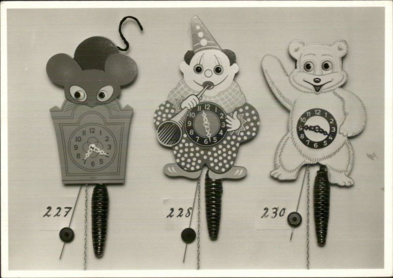 Children's Bedroom Clocks Clown Mouse Teddy Bear Real Photo Postcard