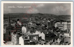 c1930s A Coruna Spain City Birds Eye Downtown RPPC Water Tower Photo Alsina A150