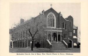 B31/ Perry Oklahoma Ok Postcard c1940s Methodist Church Church Plants in Perry