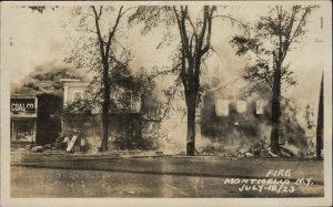 Monticello NY RR 1923 Fire Real Photo Postcard THOMPSON